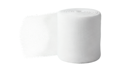 White Medical Gauze Bandage Roll on Black Background