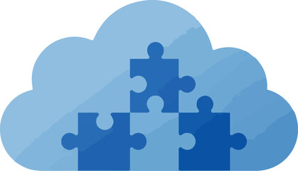 Cloud computing concept with puzzle pieces representing integration.