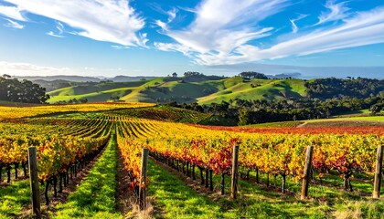 Fototapeta premium Colorful vineyard landscape under a vibrant sky