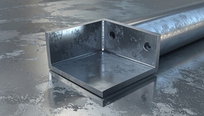 Metal corner section on reflective surface