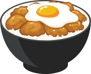 A bowl of Japanese curry rice with fried chicken and a fried egg on top.