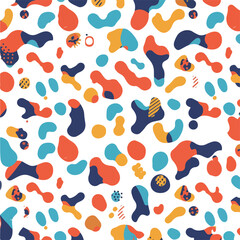 Obraz premium Colorful abstract shapes pattern on white background vibrant design.