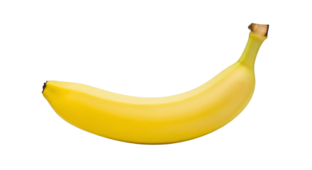 Bright Yellow Banana on Black Background