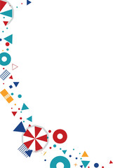 Obraz premium Colorful geometric shapes create a vibrant and dynamic summer beach scene.