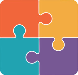 Colorful puzzle pieces representing teamwork and problem solving in a creative way.