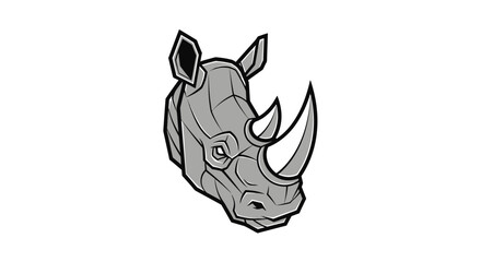 Fototapeta premium Geometric rhinoceros head vector illustration, a powerful and minimalist animal mascot design in monochrome style for branding and identity