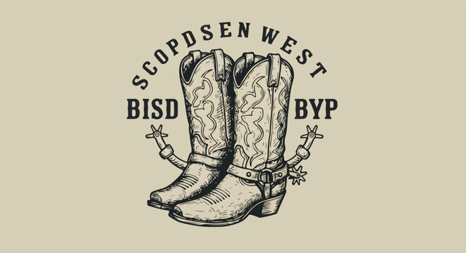 Cowboy Boots Emblem Representing West Texas Culture and Heritage.