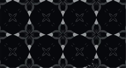 Fototapeta premium Dark floral pattern design with symmetrical shapes and artistic details.