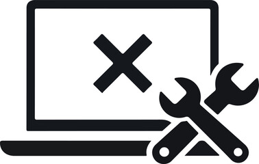 Fototapeta premium Laptop Repair Icon Depicting System Failure and Maintenance.