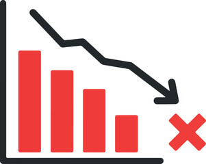 Downward trend graph showing financial decline and economic downturn 2.