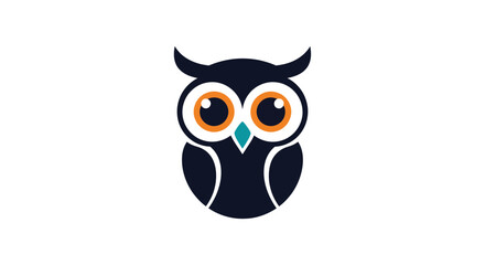 Naklejka premium Modern Vector Logo Design of a Stylized Wise Owl Character with Bright Orange Eyes, a Minimalist and Clean Graphic Symbol for Branding, Education, and Knowledge Concepts