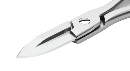Close-up of Modern Stainless Steel Nail Clipper on Black