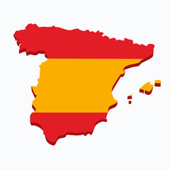 Obraz premium 3D map of Spain adorned with the iconic red and yellow flag colors, perfect for international business, travel guides, or educational content.