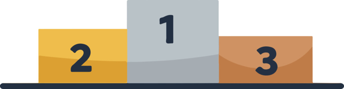 Podium with numbers one two and three representing first second and third place 2.