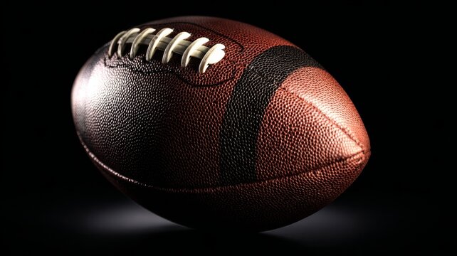 American football ball isolated on dark black background showing professional sports equipment for training competition and athletic game concept - Powered by Adobe