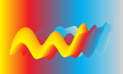 A colorful abstract wave design with a gradient from yellow to red to blue, creating a modern and dynamic visual element