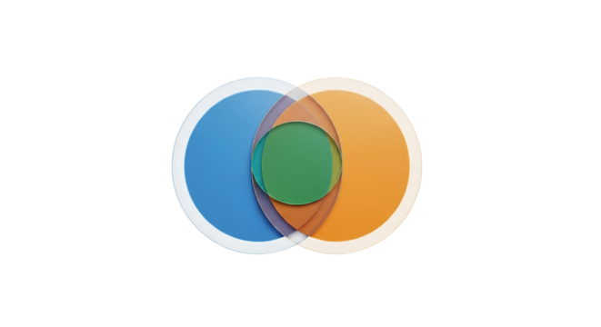 Overlapping Circles Forming a Venn Diagram Abstract Concept