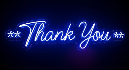 Obraz premium Electric Blue Thank You Sign with Neon Style on Dark Background