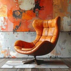 Modern orange armchair in room