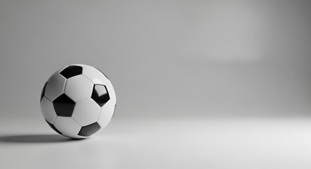 Fototapeta premium Classic black and white soccer ball on a grey background