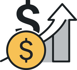 Obraz premium Financial growth concept with dollar sign and upward arrow.