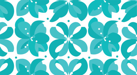 Obraz premium Floral pattern design with teal flowers on a white background.