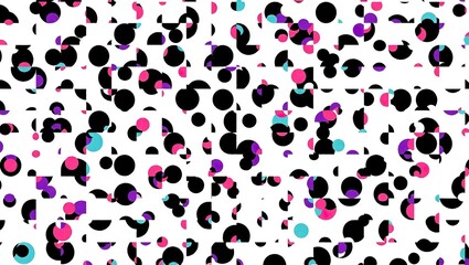 Geometric Abstraction: Black Circles with Vibrant Pink, Purple,