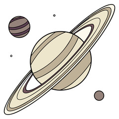 Realistic Saturn with Rings and Moons – Space Planet Illustration.