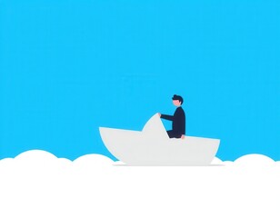 success leadership concept blue leader boat leading white strategy planning development ui interface user