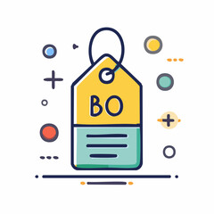 Hand Drawn Price Tag Icon With Bold Outline and Pastel Colors on White Background