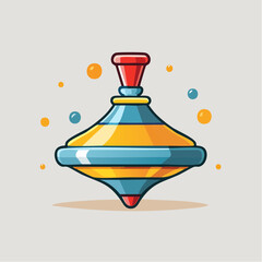 Colorful Spinning Top Illustration on a Light Background with Floating Dots