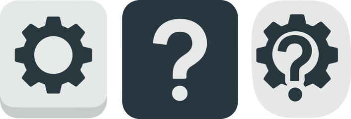 Settings and Help Icons for User Interface Design.