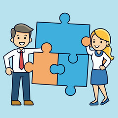 business man with puzzle