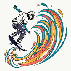 Vector illustration of a man jumping in the air playing sports