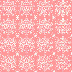 Geometric fabric pattern, geometric background with pink floral pattern, yellow flowers, pink heart shape, yellow flower stamens, flowers 