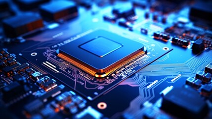 Fototapeta premium CPUと回路基板、テクノロジー、AI、ビッグデータ