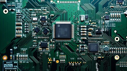 俯瞰したCPUと回路基板のテクスチャー素材