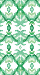 Green watercolor pattern repeating design on white background.