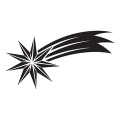 Christmas Day Black and White Silhouette of a Shooting Star with a Trailing Comet Tail space celestial
