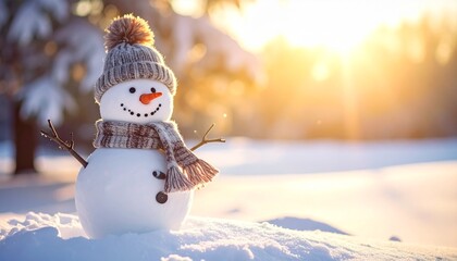 Obraz premium マフラーを巻いた雪だるまの写真