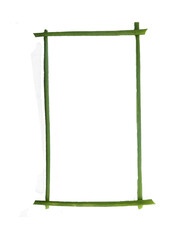 A creative rectangular frame crafted from fresh green chives leaves, arranged into a simple natural border. Isolated on a transparent background, perfect for eco-friendly designs.