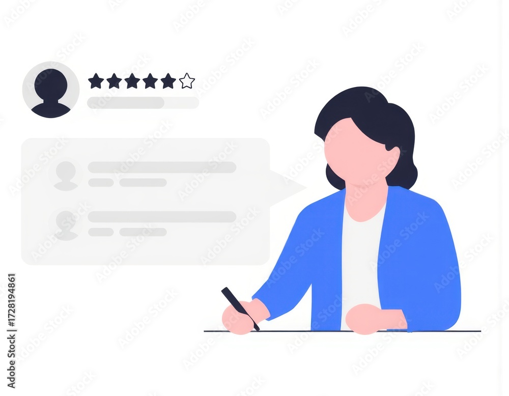 Wall mural customer review satisfaction feedback survey concept user give rating to service experience on onlin