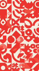 Red abstract geometric shapes create a vibrant and dynamic pattern design.