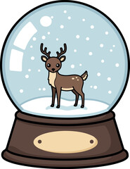 Snow globe featuring a charming deer in a winter wonderland scene.