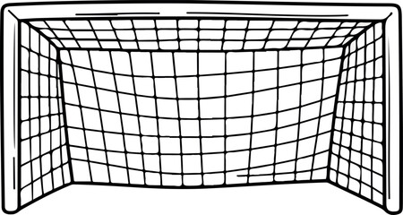 Soccer goal net illustration black and white sport equipment.