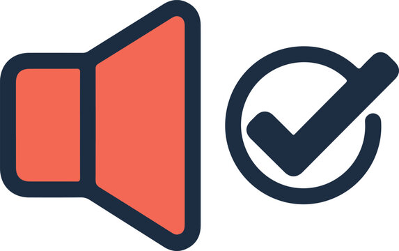 Sound check confirmation with speaker and checkmark symbol.