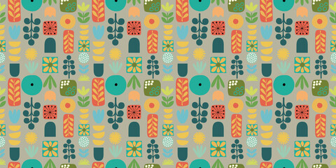 abstract seamless pattern with plant abstract