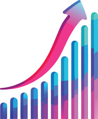 growth chart with colourful  gradient