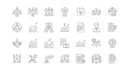 Collection of Business and Finance Icons for Websites and Presentations - Outline Style