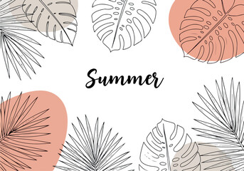 Summer season tropical leaves design with artistic illustration.